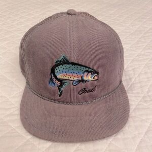 Coal Headwear Embroidered Wilderness Fishing Snapback Hat - Grey Corduroy NWOT